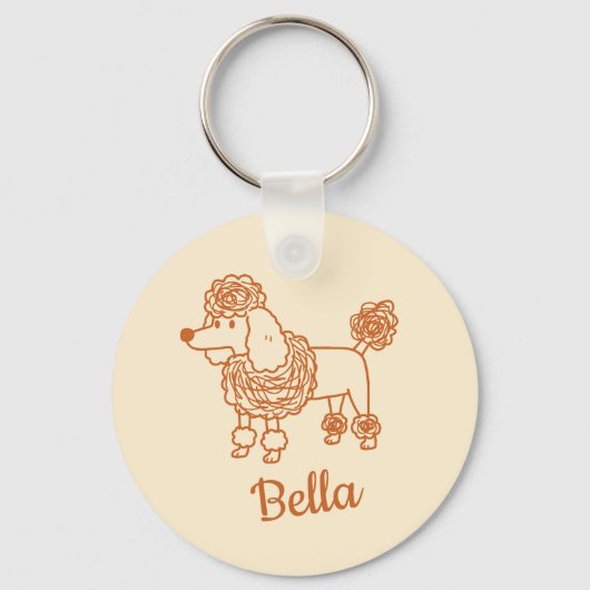 Custom Name Poodle Ornament – Handdrawn Dog Gift キーホルダー (正面)