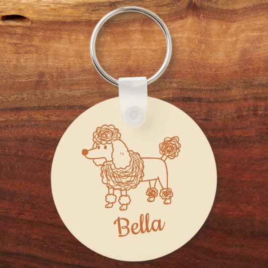 Custom Name Poodle Ornament – Handdrawn Dog Gift キーホルダー (正面)
