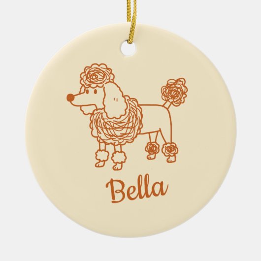 Custom Name Poodle Ornament – Handdrawn Dog Gift セラミックオーナメント (正面)