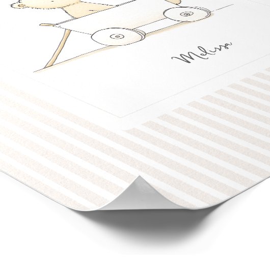 Custom Name Poster - Cute Bear in Pull Wagon ポスター (角)