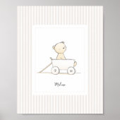 Custom Name Poster - Cute Bear in Pull Wagon ポスター (正面)