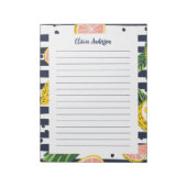 Custom Name Preppy Tropical Lemon Striped ノートパッド (回転)