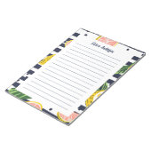 Custom Name Preppy Tropical Lemon Striped ノートパッド (アングル)