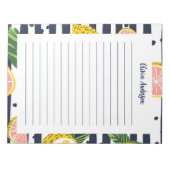Custom Name Preppy Tropical Lemon Striped ノートパッド (正面)