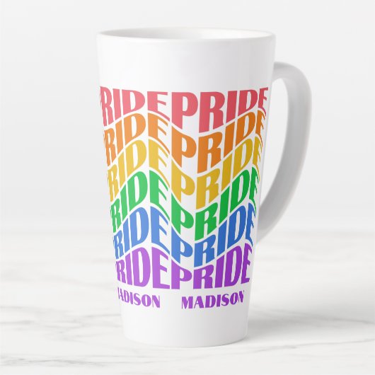 Custom Name Pride カフェラテマグ (右アングル)