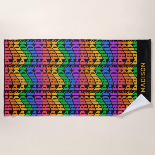 Custom Name Pride ビーチタオル (正面)