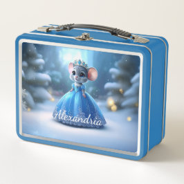 Custom Name Princess mouse with tiara メタルランチボックス
