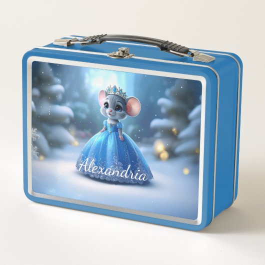 Custom Name Princess mouse with tiara メタルランチボックス (正面)