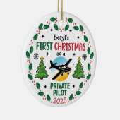 Custom Name Private Pilot First Christmas セラミックオーナメント (右)