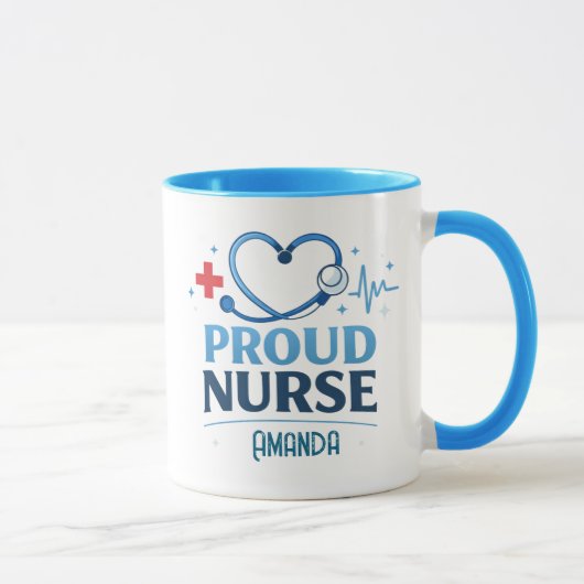 Custom Name Proud Nurse Coffee Mug Gift マグカップ (右)