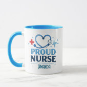 Custom Name Proud Nurse Coffee Mug Gift マグカップ (左)