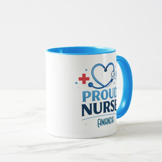Custom Name Proud Nurse Coffee Mug Gift マグカップ (正面右)