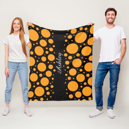Custom Name Pumpkin Circles Fleece Blanket Gift フリースブランケット (インサイチュ)