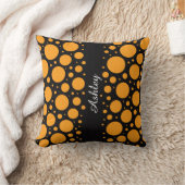Custom Name Pumpkin Circles Throw Pillow Gift クッション (ブランケット)