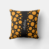 Custom Name Pumpkin Circles Throw Pillow Gift クッション (裏面)