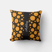 Custom Name Pumpkin Circles Throw Pillow Gift クッション (正面)