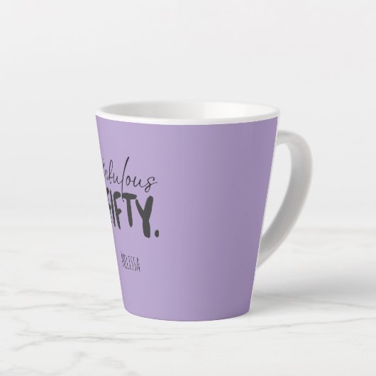 Custom Name - Purple Fabulous Fifty Latte Mug カフェラテマグ (右アングル)
