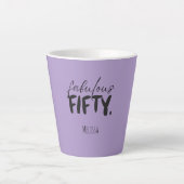 Custom Name - Purple Fabulous Fifty Latte Mug カフェラテマグ (正面)