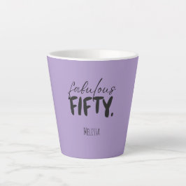 Custom Name - Purple Fabulous Fifty Latte Mug カフェラテマグ