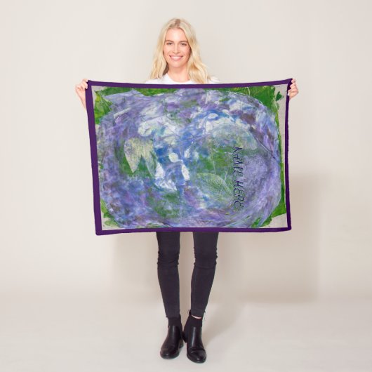 Custom Name Purple Green Abstract Painted フリースブランケット (インサイチュ)