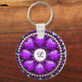 💜 Custom Name Purple Heart Jewelry Gift Idea 💜 キーホルダー (正面)