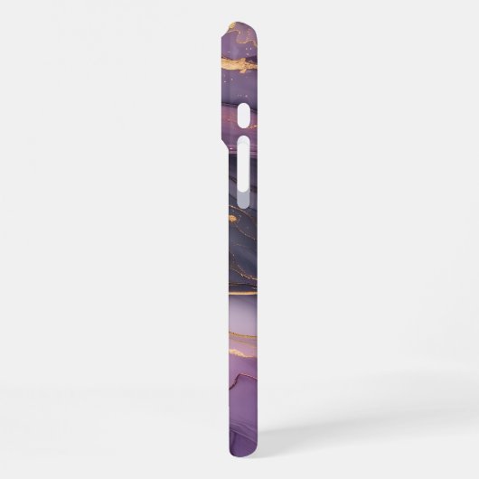 Custom Name Purple Marble Gold Print Personalized iPhoneケース (左側面)