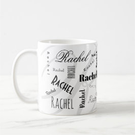 Custom Name Rachel Black White Coffee Mug コーヒーマグカップ