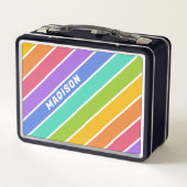Custom Name Rainbow Colors メタルランチボックス (裏面)