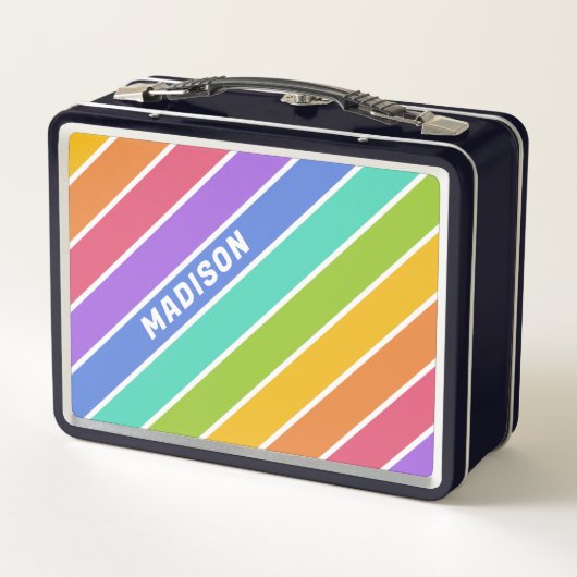 Custom Name Rainbow Colors メタルランチボックス (裏面)