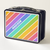 Custom Name Rainbow Colors メタルランチボックス (正面)