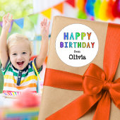 Custom Name Rainbow Happy Birthday ラウンドシール