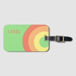 Custom name Rainbow Target – green, Peach  ラゲッジタグ