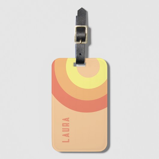 Custom name Rainbow Target – pink, Peach  ラゲッジタグ (正面縦)