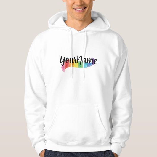 Custom Name Rainbow Watercolor Rainbow Pride Month パーカ (正面)