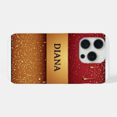 Custom Name Red Dripping Paint iPhoneケース (裏面横)