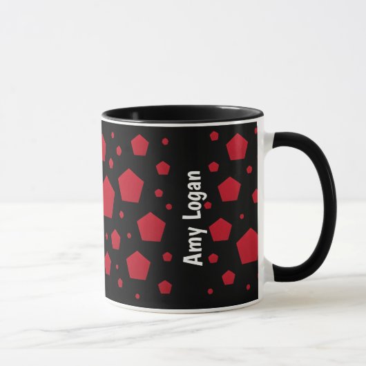 Custom Name Red Pentagon Holiday Coffee Mug マグカップ (右)