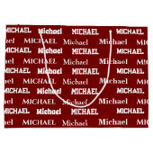 Custom Name Red Personalized Boy Birthday ラージペーパーバッグ (裏面)