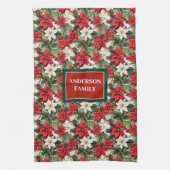 Custom Name Red Towel Traditional Holiday Accent キッチンタオル (縦)