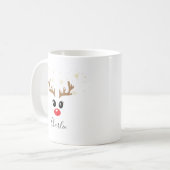 Custom Name Reindeer Christmas Mug コーヒーマグカップ (正面左)