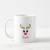 Custom Name Reindeer Christmas Mug コーヒーマグカップ (左)