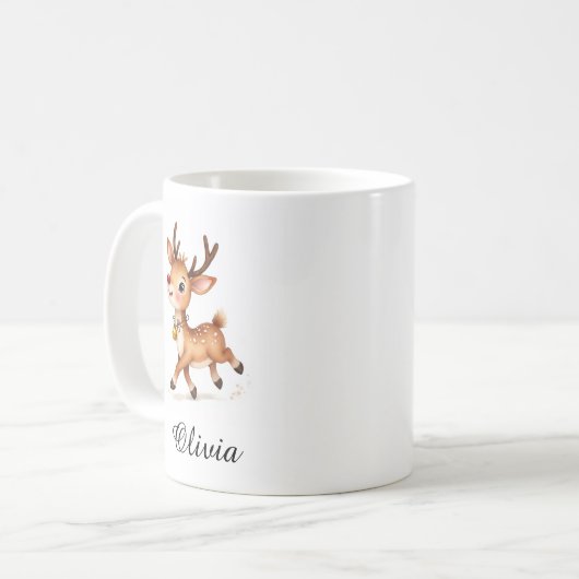 Custom Name Reindeer Coffee Mug - Personalized コーヒーマグカップ (正面左)