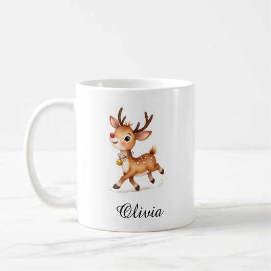 Custom Name Reindeer Coffee Mug - Personalized コーヒーマグカップ (左)