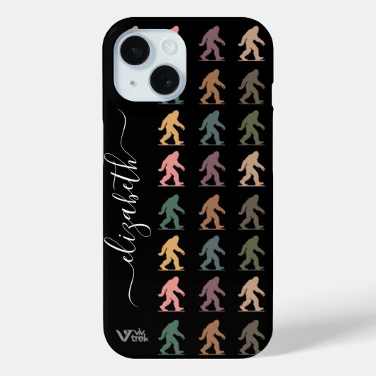 Custom Name Retro Bigfoot Forest Art Personal Gift Case-Mate iPhoneケース (裏面)