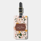 Custom Name Retro Floral Blush Pink Cream Orange ラゲッジタグ (正面縦)