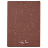 Custom Name Retro Floral Meadow Cream Peach Yellow クリップボード (裏面)