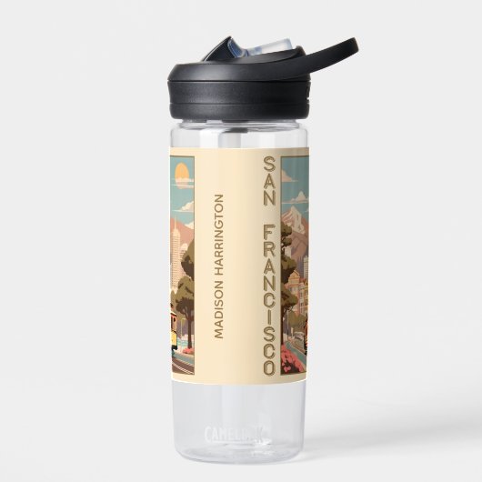 Custom Name Retro San Francisco ウォーターボトル (左面)