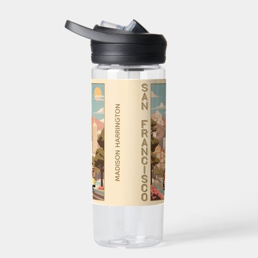 Custom Name Retro San Francisco ウォーターボトル (右面)