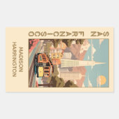Custom Name Retro San Francisco 長方形シール (正面)