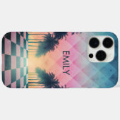 Custom Name Retro Synthwave Sunset Palm Trees Case-Mate iPhoneケース (裏面 (横))