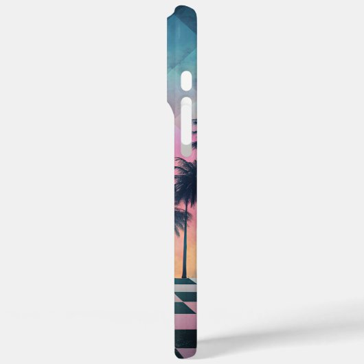 Custom Name Retro Synthwave Sunset Palm Trees Case-Mate iPhoneケース (裏面 / 左)